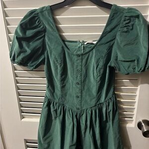 Green Puff Sleeve Dress